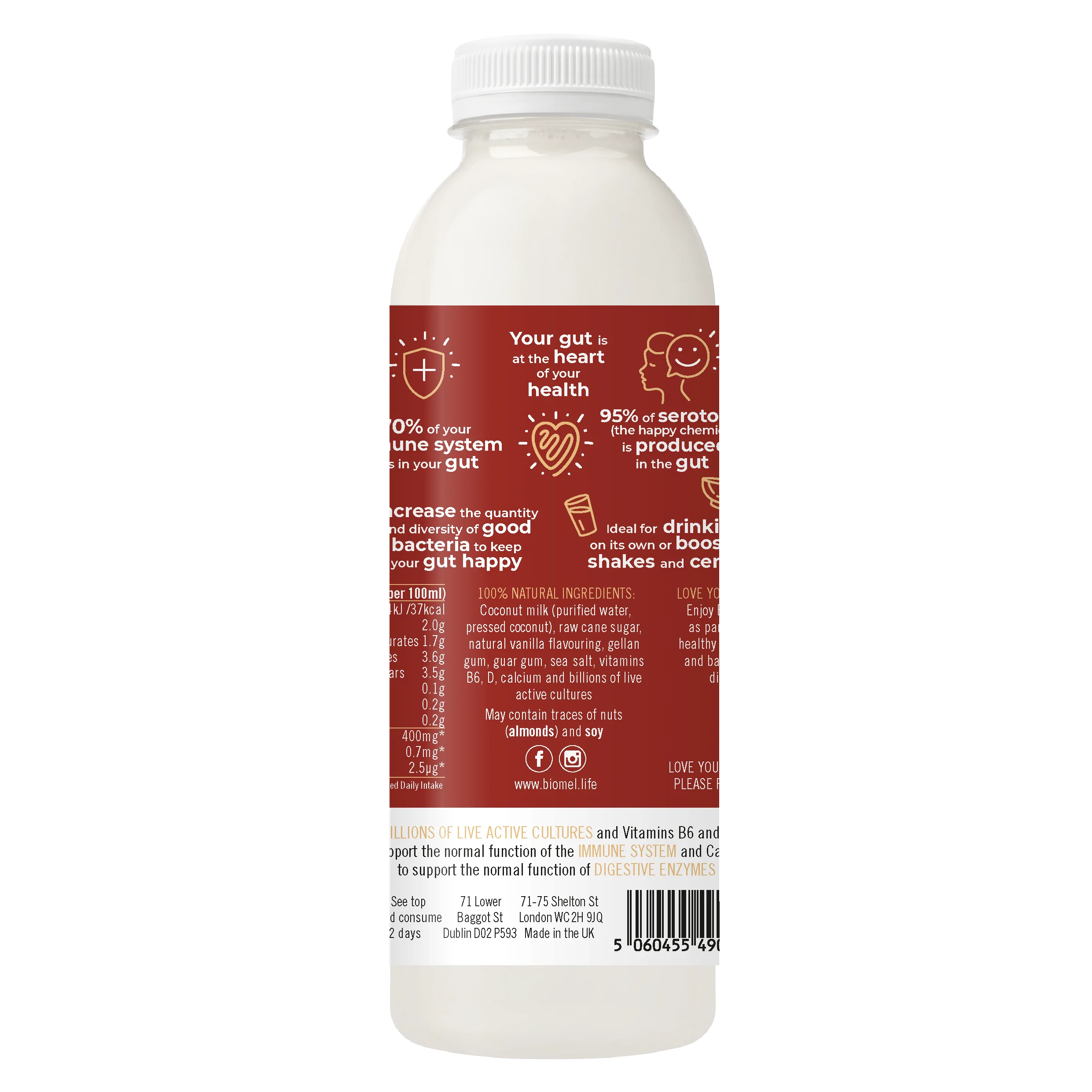Biomel Dairy-Free Gut Health Drinks Mixed Flavours (9 Bottles x 510ml @ £3.60 each) - Image 3